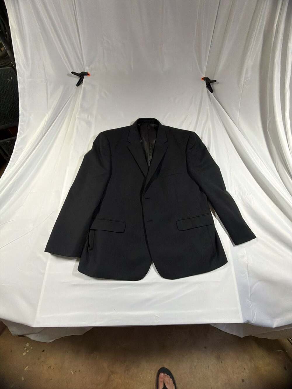 Pronto Uomo Platinum Men's 100% Wool Black Suit Jacket Blazer, Size 48 Short